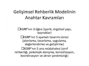 Geliimsel Rehberlik Modelinin Anahtar Kavramlar KGRPnn 3 esi