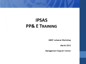 IPSAS PP E TRAINING UNDP Lebanon Workshop March