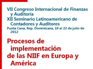 VII Congreso Internacional de Finanzas y Auditora XII