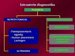 Intrauterin diagnosztika PLACENTA NUTRITIV FUNKCIO RESPIRCIOS FUNKCIO AMNIOSCOPIA