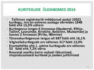 KURITEGUDE LDANDMED 2016 Tallinnas registreeriti mdunud aastal 10501