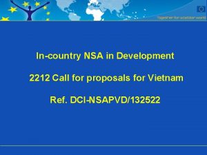 Incountry NSA in Development 2212 Call for proposals
