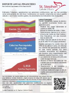 REPORTE ANUAL FINANCIERO Para el ao fiscal que