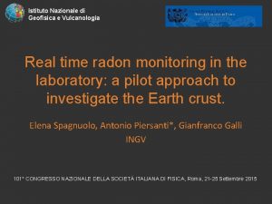 Istituto Nazionale di Geofisica e Vulcanologia Real time