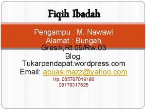 Fiqih Ibadah Pengampu M Nawawi Alamat Bungah Gresik