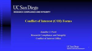 Conflict of Interest COI Forms Jennifer J Ford