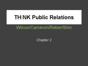 THINK Public Relations WilcoxCameronReberShin Chapter 2 Ch 2