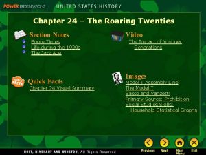 Chapter 24 The Roaring Twenties Section Notes Boom