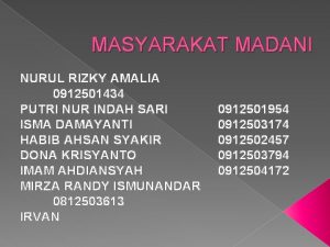 MASYARAKAT MADANI NURUL RIZKY AMALIA 0912501434 PUTRI NUR