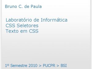 Bruno C de Paula Laboratrio de Informtica CSS