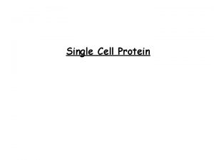 Single Cell Protein single cell protein is a