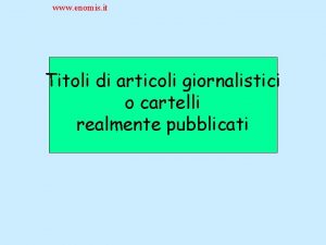 www enomis it Titoli di articoli giornalistici o