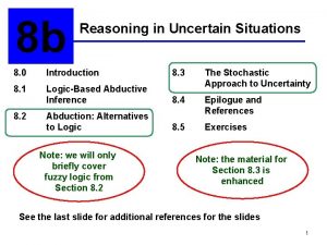 8 b Reasoning in Uncertain Situations 8 0