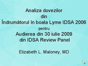 Analiza dovezilor din ndrumtorul n boala Lyme IDSA