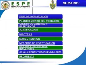 SUMARIO INICTEL TEMA DE INVESTIGACIN PLANTEAMIENTO DEL PROBLEMA