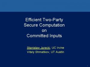 Efficient TwoParty Secure Computation on Committed Inputs Stanislaw