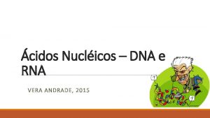 cidos Nuclicos DNA e RNA VERA ANDRADE 2015