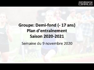 Groupe Demifond 17 ans Plan dentranement Saison 2020