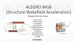 ALEGRO WG 6 Structure Wakefield Acceleration Philippe Piot