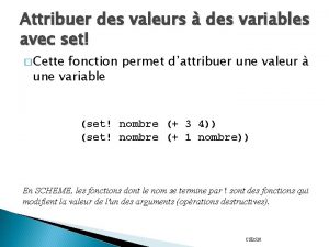 Attribuer des valeurs des variables avec set Cette