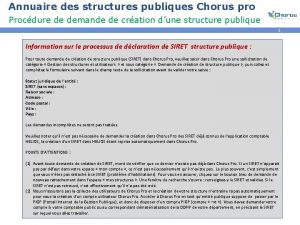 Annuaire des structures publiques Chorus pro Procdure de