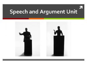 Speech and Argument Unit Persuasive speeches We will