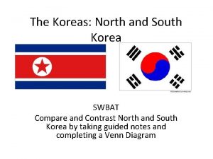 The Koreas North and South Korea SWBAT Compare