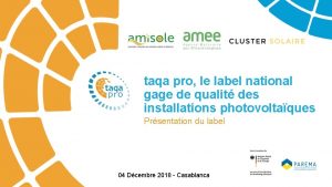 taqa pro le label national gage de qualit