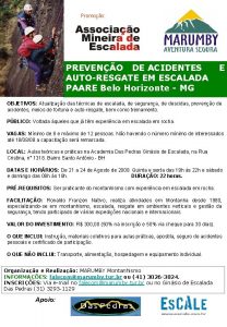 PREVENO DE ACIDENTES AUTORESGATE EM ESCALADA PAARE Belo