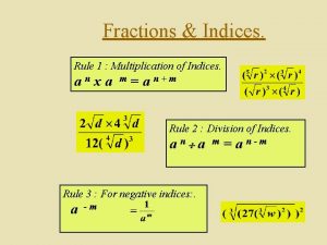 Fractions Indices Rule 1 Multiplication of Indices anxa