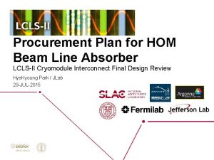 Procurement Plan for HOM Beam Line Absorber LCLSII