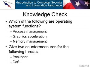 Introduction to Computer Security and Information Assurance Knowledge