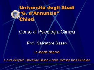 Universit degli Studi G dAnnunzio Chieti Corso di