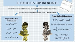 ECUACIONES EXPONENCIALES En las ecuaciones exponenciales la incgnita