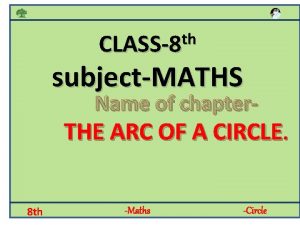 th CLASS8 subjectMATHS Name of chapter THE ARC