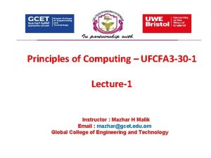 Principles of Computing UFCFA 3 30 1 Lecture1