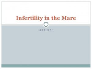 Infertility in the Mare LECTURE 5 Introduction Extrinsic