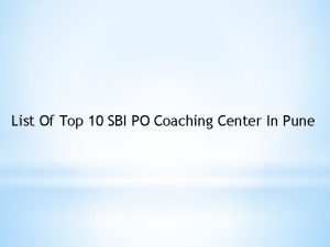 List Of Top 10 SBI PO Coaching Center