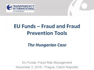 EU Funds Fraud and Fraud Prevention Tools The