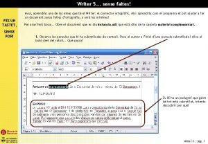 Writer 5 sense faltes FES UN TASTET SENSE