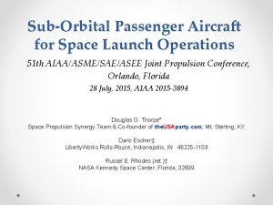 SubOrbital Passenger Aircraft for Space Launch Operations 51