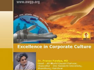 Excellence in Corporate Culture Dr Pranav Pandya MD