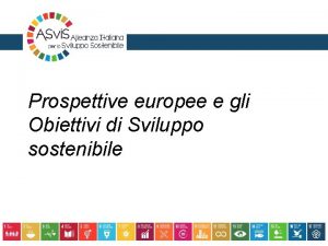 Prospettive europee e gli Obiettivi di Sviluppo sostenibile