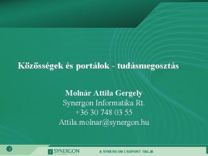 Kzssgek s portlok tudsmegoszts Molnr Attila Gergely Synergon