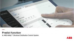 Predict function In ABB Ability TM Electrical Distribution