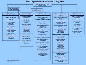 IMT Organisational Structure July 2009 Associate Director IMT