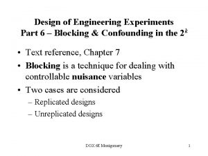 Design of Engineering Experiments Part 6 Blocking Confounding