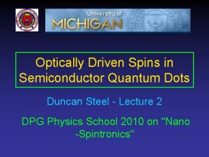 Optically Driven Spins in Semiconductor Quantum Dots Duncan