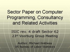 Sector Paper on Computer Programming Consultancy and Related