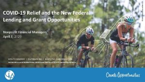 Nonprofit Financial Managers April 7 2020 WEALTH ADVISORY